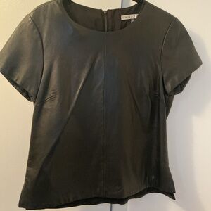 Trina Turk Black Leather Blouse